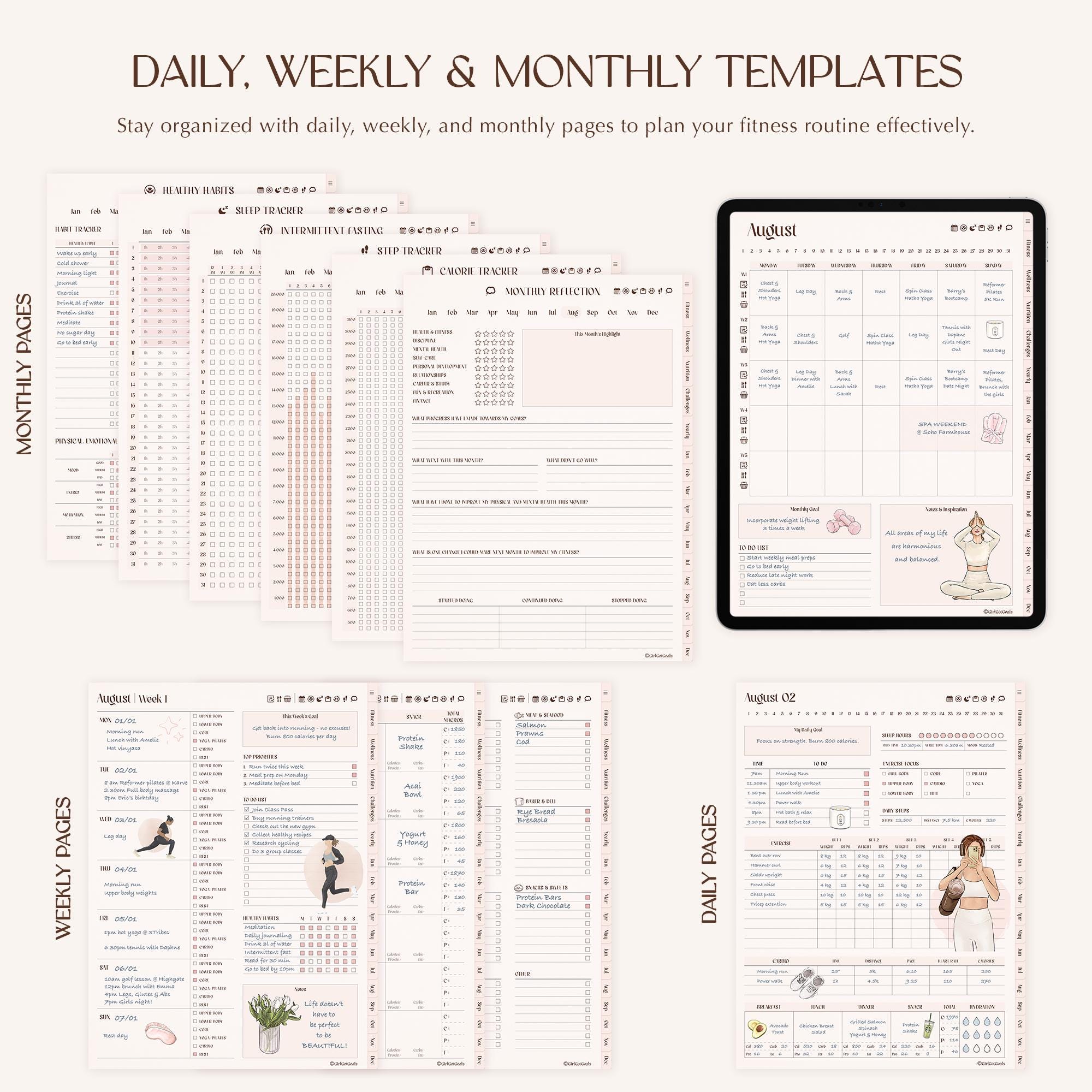 Digital Fitness Planner, Weight Loss & Fitness Tracker, Undated Fitness Journal, Workout Planner, GoodNotes V2.3.3 - Image 2