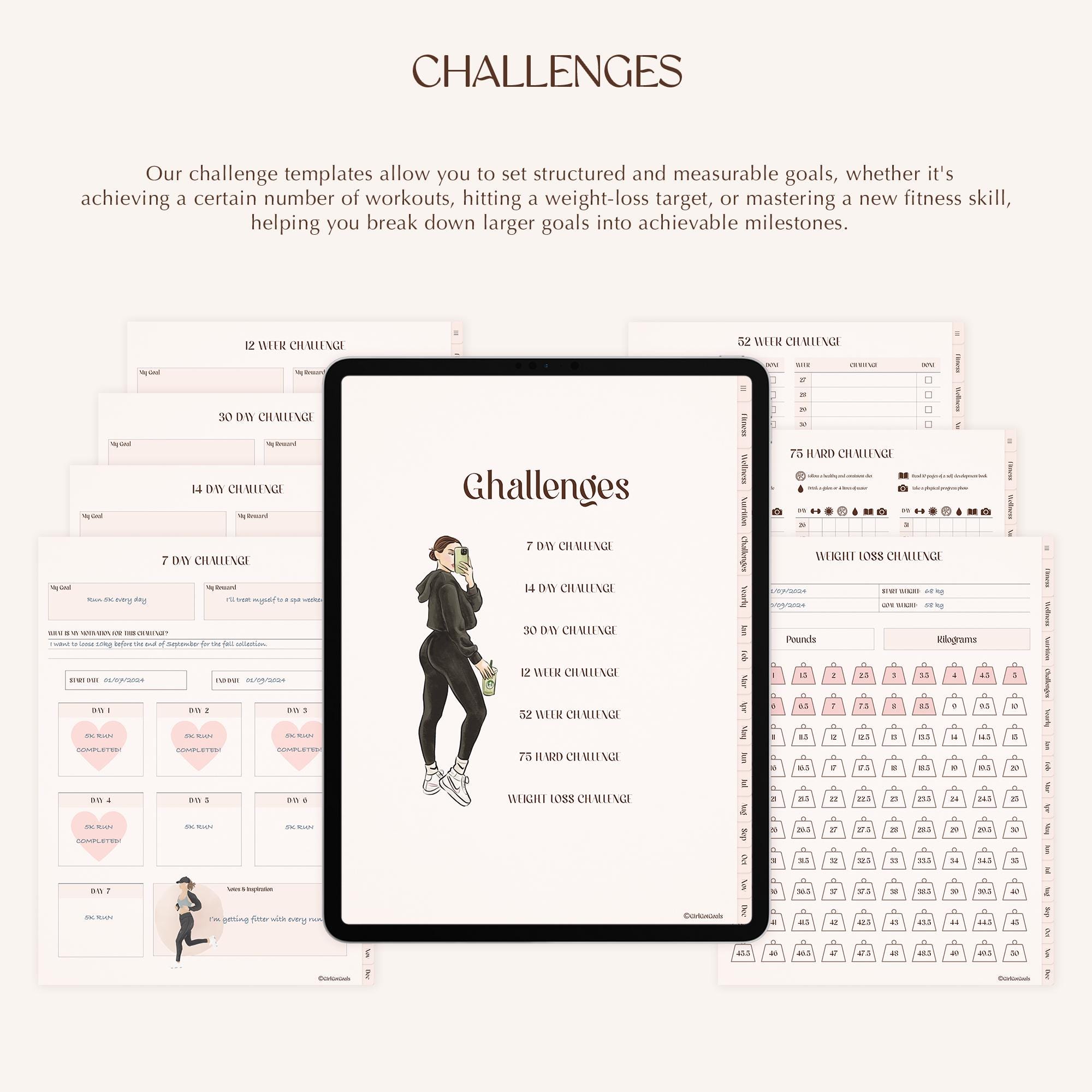 Digital Fitness Planner, Weight Loss & Fitness Tracker, Undated Fitness Journal, Workout Planner, GoodNotes V2.3.3 - Image 4