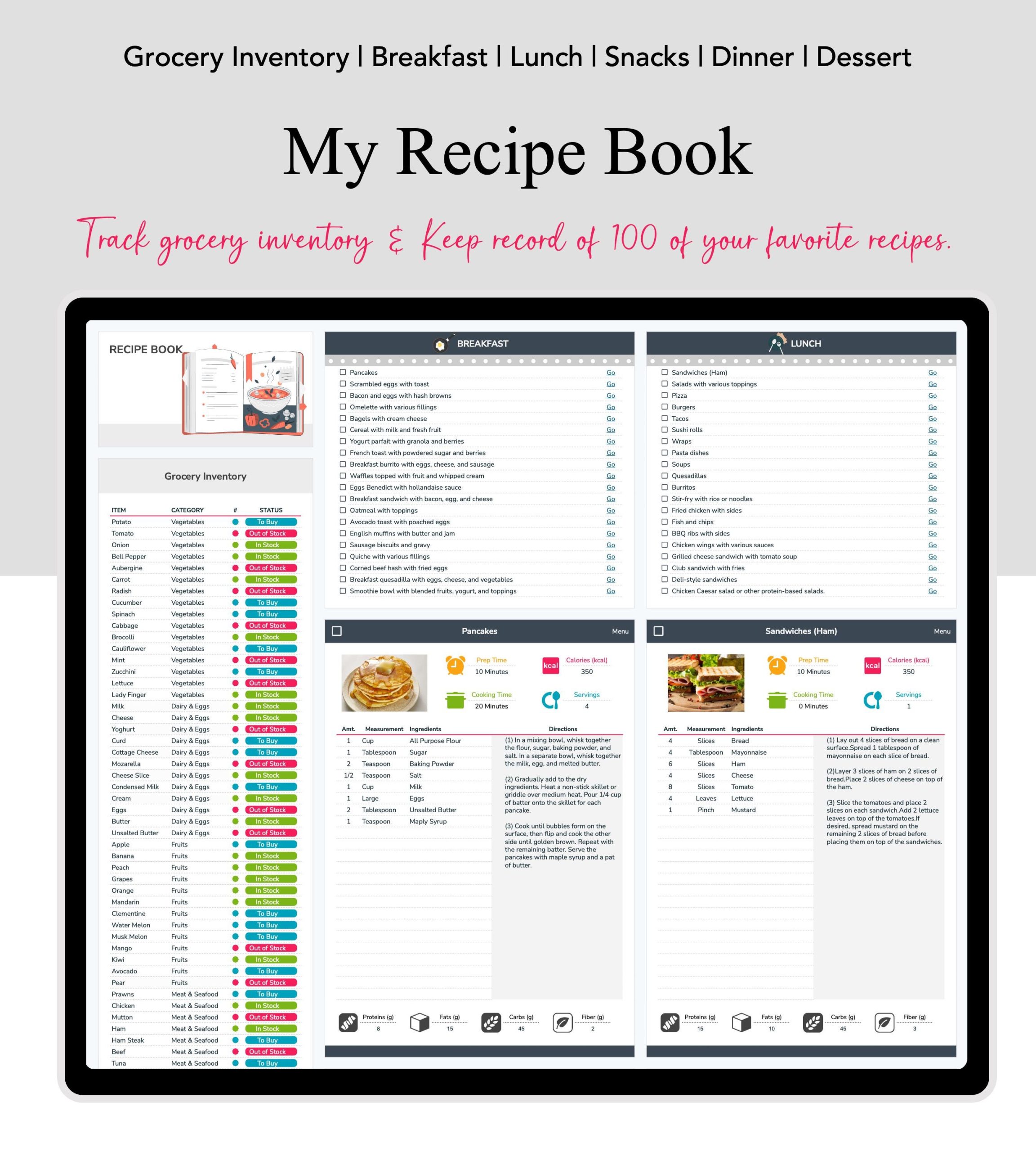 Weight Loss & Fitness Tracker Spreadsheet for Google Sheets, Meal Planner, Calorie Tracker, Digital Workout Planner, Body Measurement Chart V4.2.3 - Image 9